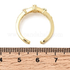 Brass Micro Pave Cubic Zirconia Cuff Open Rings for Women&nbsp;RJEW-B160-02G
