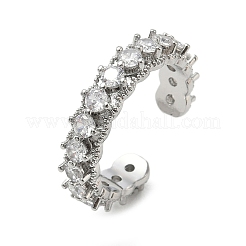 Brass Micro Pave Cubic Zirconia Cuff Open Rings for Women&nbsp;RJEW-C163-07P
