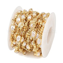 Brass ABS Imitation Pearl Oval Link Chains&nbsp;CHC-B025-07G