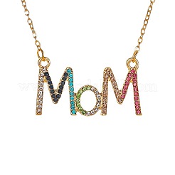Alloy Rhinestone Word MOM Pendant Necklaces for Mother's Day&nbsp;FS-WG76C28-01