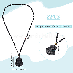 2Pcs Resin Imitation Gemstone Maitreya Buddha Pendant Necklace&nbsp;NJEW-UN0001-59B