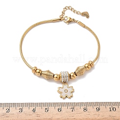 European Style Polymer Clay Rhinestones & 201 Stainless Steel & Natural Shell Charm Bracelets&nbsp;BJEW-G765-03G-01