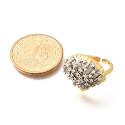 Brass Micro Pave Clear Cubic Zirconia Cuff Rings&nbsp;RJEW-U035-11GP