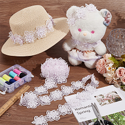 Organza Lace Trim with Resin Imitation Pearl Beads&nbsp;OCOR-WH0085-53C