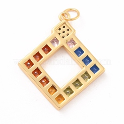 Eco-Friendly Brass Micro Pave Cubic Zirconia and Glass with Enamel Pendants&nbsp;KK-K268-30G