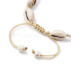 Natural Shell Braided Bead Anklet with Synthetic Turquoise Beads&nbsp;AJEW-AN00561-01