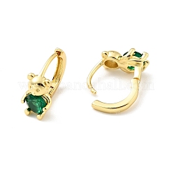 Green Cubic Zirconia Bear Hoop Earrings&nbsp;EJEW-C028-06G