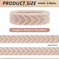 18 Yards Polyester Leaf Jacquard Ribbons&nbsp;SRIB-CY0001-17B