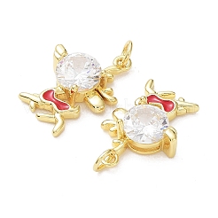 Brass with Clear Cubic Zirconia Enamel Pendants&nbsp;KK-G469-10G