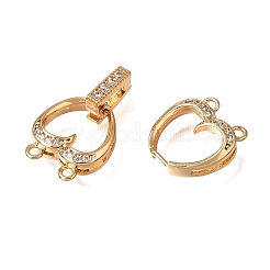 Heart Brass Micro Pave Clear Cubic Zirconia Fold Over Clasps&nbsp;CU-CBA4292-845G
