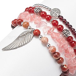 4Pcs 4 Style Natural Mixed Gemstone Beaded Stretch Bracelets Set&nbsp;BJEW-JB08878