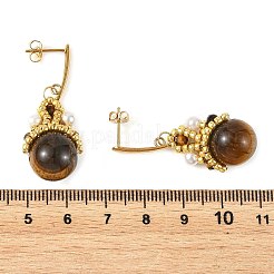 Natural Tiger Eye Dangle Earrings for Women&nbsp;EJEW-MZ00784