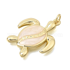 Brass with Misty Rose Enamel Pendants&nbsp;KK-CBAF3A5-03G