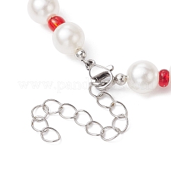 3Pcs 3 Style Fruit Polymer Clay & Glass Seed & Acrylic Pearl Beaded Necklaces Set&nbsp;NJEW-JN04582
