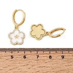 Brass Micro Pave Clear Cubic Zirconia Enamel Dangle Hoop Earrings&nbsp;EJEW-G471-07G-02