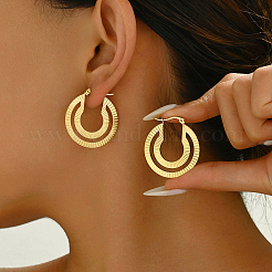Stainless Steel Flat Round Hoop Earrings&nbsp;ID5167