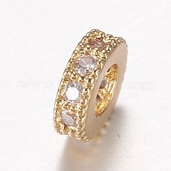 Brass Micro Pave Cubic Zirconia Spacer Beads&nbsp;ZIRC-A008-14G