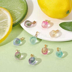 20Pcs 5 Colors Two Tone Transparent Spray Painted Glass Pendants&nbsp;GLAA-YW0001-95