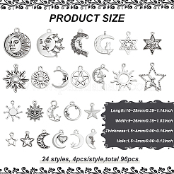 96Pcs 24 Style Tibetan Style Alloy Pendants&nbsp;TIBEP-FG0001-07