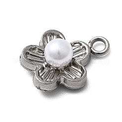 304 Stainless Steel & ABS Plastic Pearl Charms&nbsp;STAS-G369-15P
