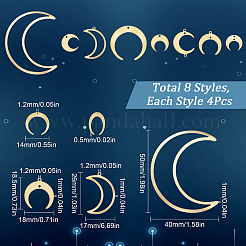32Pcs 8 Style Brass Pendant&nbsp;KK-SC0003-18