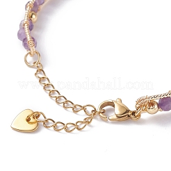 Round Natural Amethyst Beaded Bracelet&nbsp;BJEW-TA00038-02