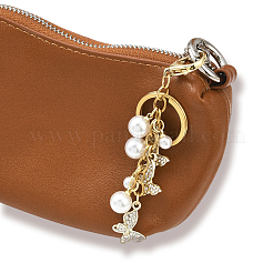 Alloy Rhinestone Butterfly with ABS Plastic Pearl Bead Pendant Decorations&nbsp;KEYC-YW00223