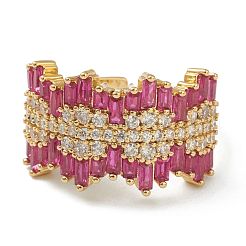 Brass Micro Pave Cubic Zirconia Cuff Rings&nbsp;RJEW-G113-07G