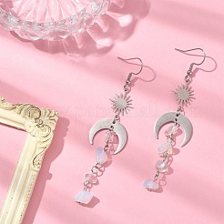 Opalite Chips Tassel Dangle Earrings&nbsp;EJEW-TA00260-01