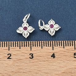 Buddhist 925 Sterling Silver with Glass Cross Dorje Vajra Charms&nbsp;STER-A050-07S