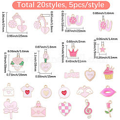 100Pcs 20 Styles Valentine's Day Theme Alloy Enamel Pendants&nbsp;FIND-BM0001-25