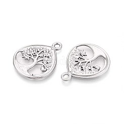 304 Stainless Steel Teardrop with Tree of Life Pendants&nbsp;STAS-T067-35P