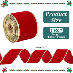 10 Yards Polyester Gold Edged Wired Ribbon&nbsp;OCOR-WH0090-031