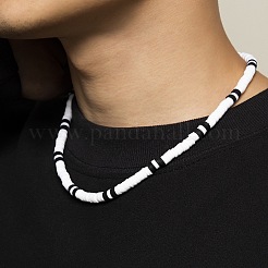 Bohemian Black and White Polymer Clay Heishi Beaded Necklaces for Men&nbsp;DR8717