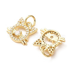Brass Micro Pave Clear Cubic Zirconia Charms&nbsp;CU-E003-18G-31