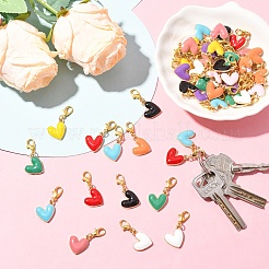 50Pcs 10 Styles Heart Alloy Enamel Pendant Decorations&nbsp;HJEW-YW00114