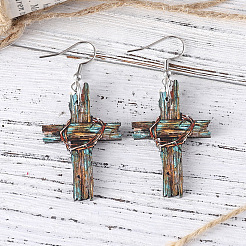 Printed Both Sides Wood Dangle Earrings&nbsp;FS-WGB0329-01
