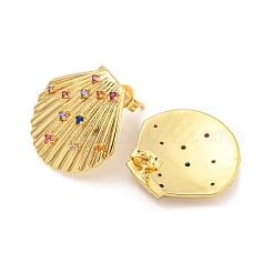 Rack Plating Brass Micro Pave Cubic Zirconia Stud Earring&nbsp;X-EJEW-C102-35G-02