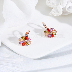 1 Pair Flower Brass Hoop Earrings&nbsp;EJEW-LP0007-101