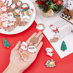 40Pcs 10 Style Christmas Sock & Santa Claus & Tree & Gingerbread Man & Deer Acrylic Brooch Pin&nbsp;JEWB-FH0001-32