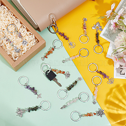 15Pcs Natural Gemstone & Alloy Keychain&nbsp;KEYC-PH01555