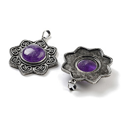Natural Amethyst & Brass Pendants&nbsp;G-K338-09AS-03