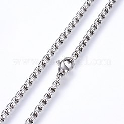 Non-Tarnish 304 Stainless Steel Box Chain Necklaces&nbsp;NJEW-F227-09P-03