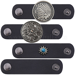 4Pcs 4 Styles PU Leather with Alloy Scarf Clips&nbsp;FIND-CL0002-26