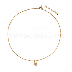 304 Stainless Steel Hollow Heart Hamsa Hand Pendant Cable Chain Necklaces for Women&nbsp;LS-VC2540