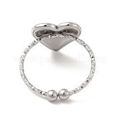 Non-Tarnish 304 Stainless Steel Heart Open Cuff Ring for Women&nbsp;RJEW-E066-04P