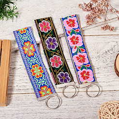 Polyester Floral Embroidered Jacquard Ribbon Keychain&nbsp;KEYC-TAC00045