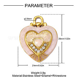 304 Stainless Steel with Pearl Pink Enamel Pendants&nbsp;SA-OY001-40G