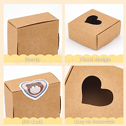 Square Hollow Out Heart Kraft Paper Storage Gift Boxes&nbsp;CON-WH0095-66A