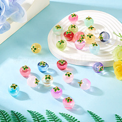 24Pcs 12 Colors Transparent Glass Apple Pendants&nbsp;DGLA-TA0001-35